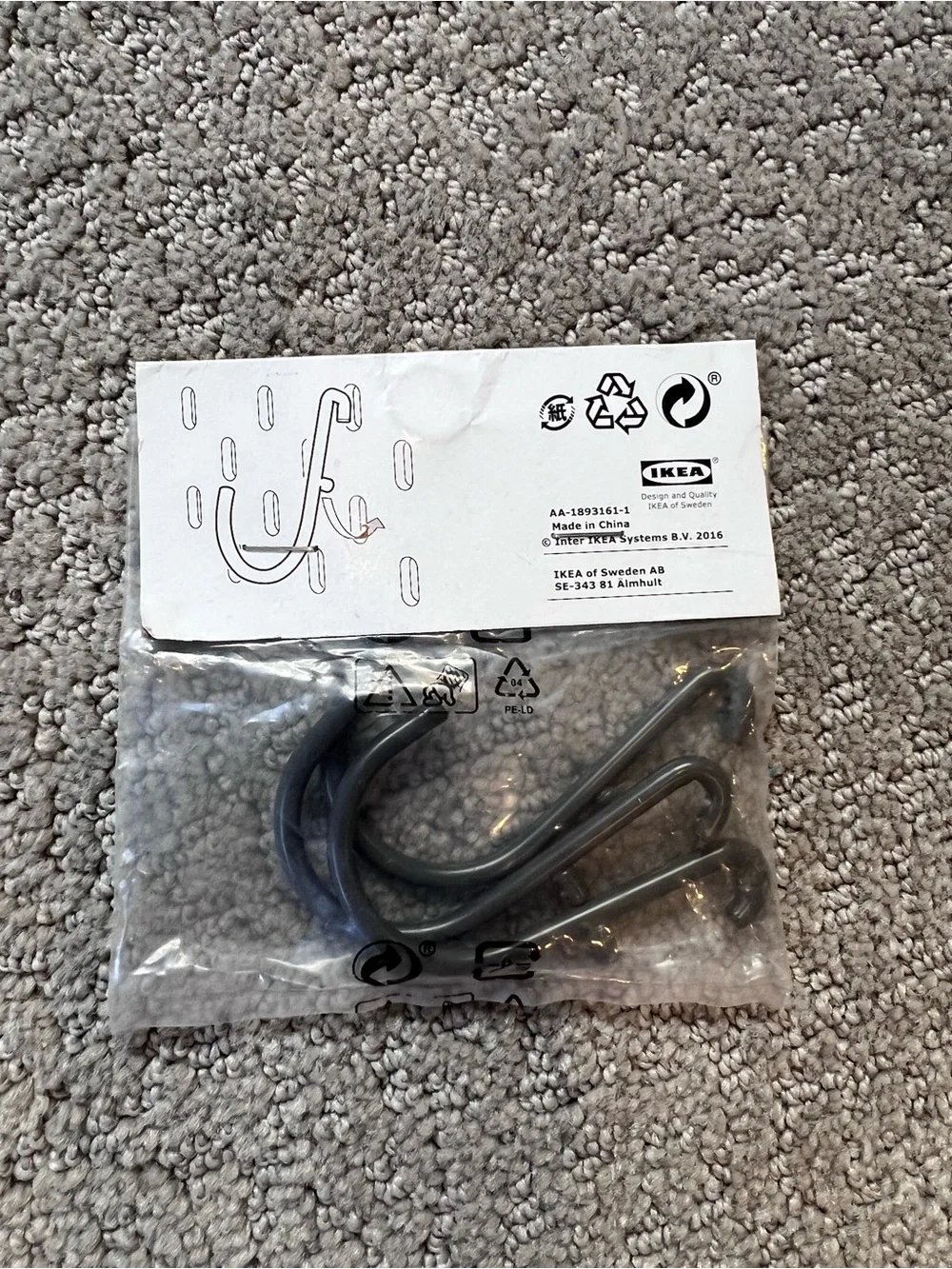 IKEA SKÅDIS Black Hook Set (3-piece)